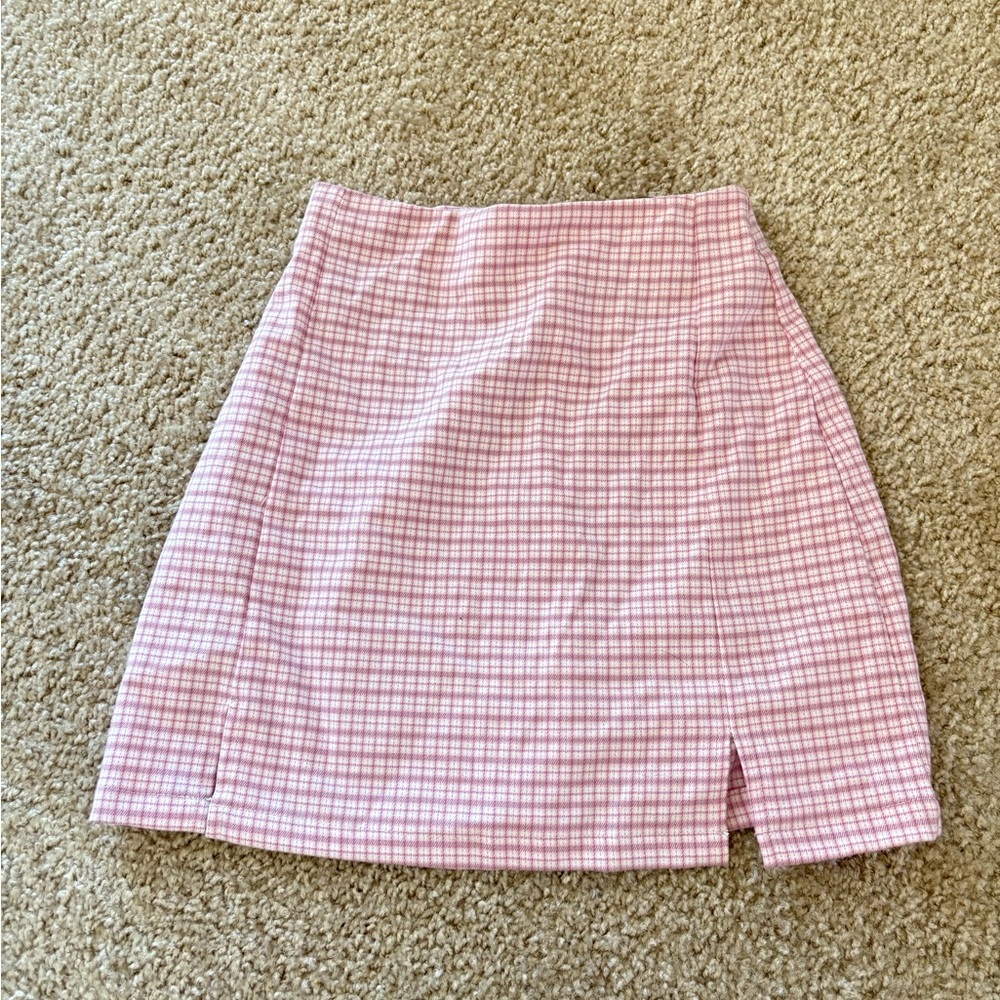 Brandy Melville Pink Plaid Skirt